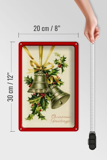 Plaque en tôle Branche de Noël Cloche Noël 20x30cm 4