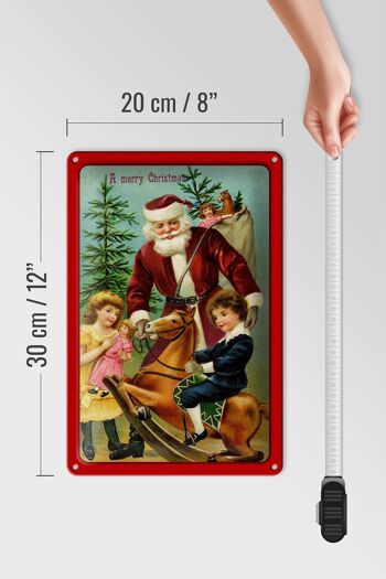 Plaque en tôle Père Noël Arbres de Noël 20x30cm 4