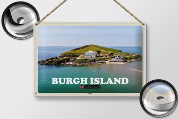 Signe en étain villes Burgh Island royaume-uni 30x20cm 2