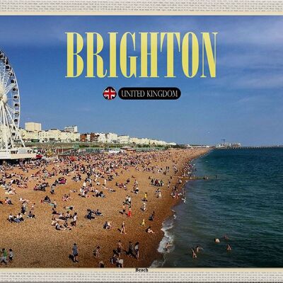 Cartel de chapa Ciudades Reino Unido Brighton Beach 30x20cm