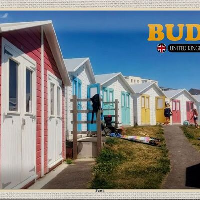 Cartel de chapa ciudades Reino Unido Bude Beach 30x20cm