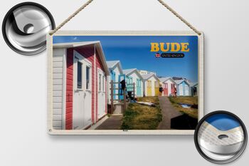 Plaque en tôle villes Royaume-Uni Bude Beach 30x20cm 2