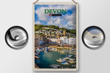 Panneau en étain villes Devon Royaume-Uni Port 20x30cm 2