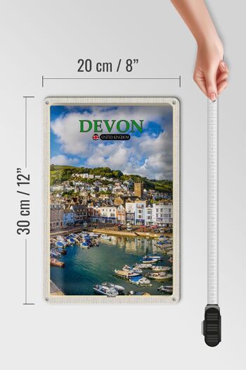 Panneau en étain villes Devon Royaume-Uni Port 20x30cm 4