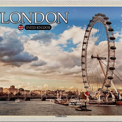 Cartel de chapa Ciudades Reino Unido Inglaterra London Eye 30x20cm