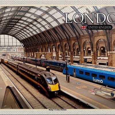 Cartel de chapa Ciudades Londres Reino Unido Estación King`s Cross 30x20cm