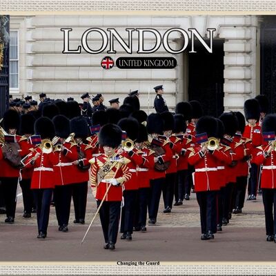 Cartel de chapa ciudades Changingt the Guard London 30x20cm