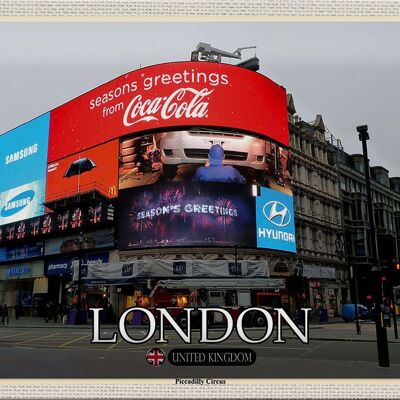 Cartel de chapa con ciudades, Londres, Piccadilly Circus, Reino Unido, Inglaterra, 30x20cm