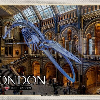 Cartel de chapa ciudades Museo de Historia Natural de Londres 30x20cm