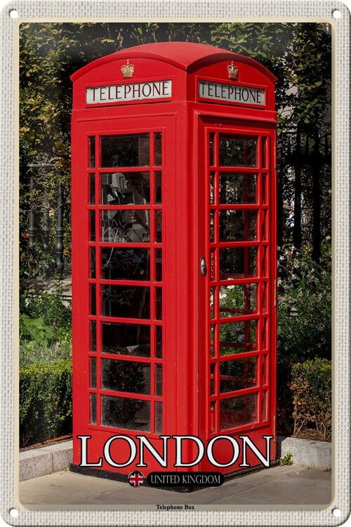 Blechschild Städte London United Kingdom Telephone Box 20x30cm