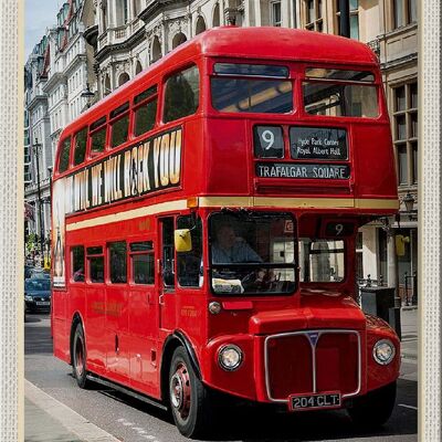 Panneau en étain villes londres royaume-uni, Bus rouge de Londres, 20x30cm