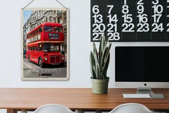 Panneau en étain villes londres royaume-uni, Bus rouge de Londres, 20x30cm 3