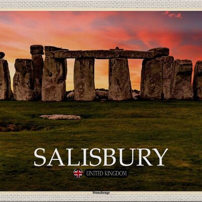 Targa in metallo Città Salisbury Stonnenge Inghilterra Regno Unito 30x20 cm