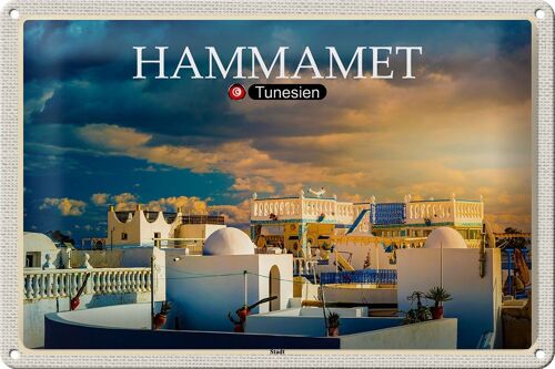 Blechschild Reise Hammamet Tunesien Urlaub Sonne 30x20cm