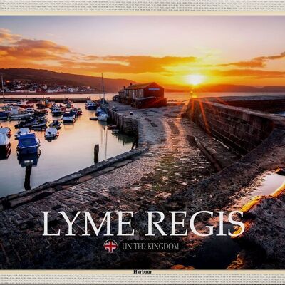 Targa in metallo Città Lyme Regis Harbour Enlgand UK 30x20 cm