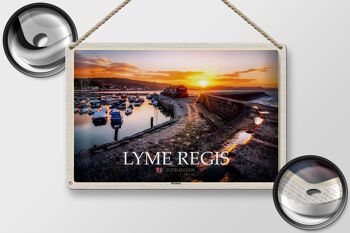 Panneau en étain villes Lyme Regis Harbour Enlgand UK 30x20cm 2
