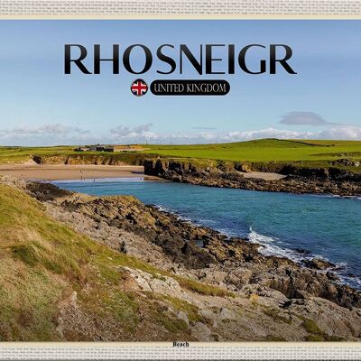 Cartel de chapa Ciudades Rhosneiger Beach Inglaterra Reino Unido 30x20cm