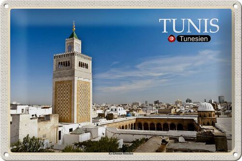 Blechschild Reise Tunesien Ez Zitouna Moschee 30x20cm