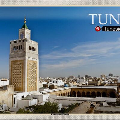 Targa in metallo Viaggio Tunisia Moschea Ez Zitouna 30x20 cm