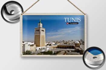 Panneau en étain voyage Tunisie mosquée Ez Zitouna 30x20cm 2