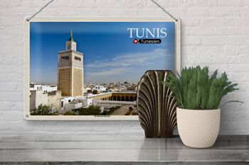 Panneau en étain voyage Tunisie mosquée Ez Zitouna 30x20cm 3