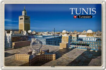 Panneau en étain voyage Tunis tunisie médina mosquée 30x20cm 1