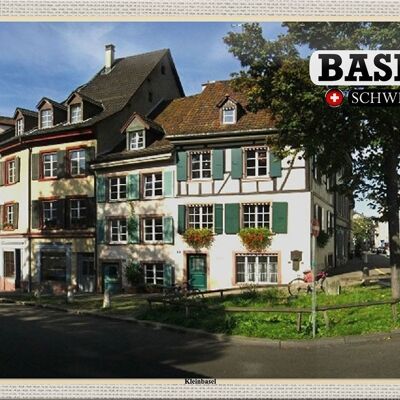 Cartel de chapa viaje Basilea Suiza Kleinbasel ciudad 30x20cm