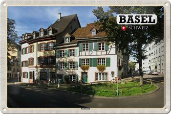 Plaque en tôle voyage Bâle Suisse Kleinbasel ville 30x20cm 1