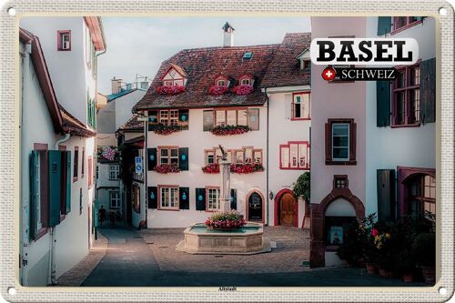 Blechschild Reise Basel Schweiz Altstadt 30x20cm