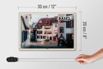 Plaque en tôle voyage Bâle Suisse vieille ville 30x20cm 4