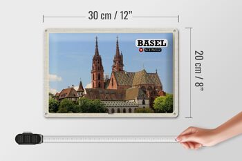 Panneau en tôle voyage Bâle Suisse Église de Münster 30x20cm 4