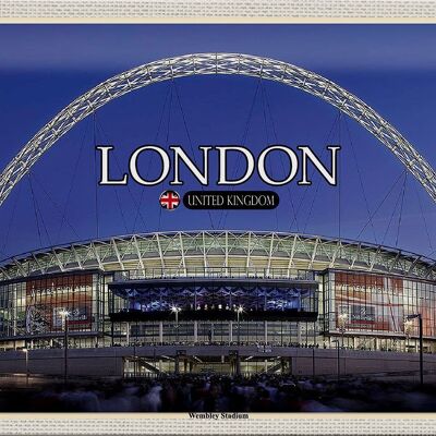 Cartel de chapa Ciudades Estadio de Wembley Londres Inglaterra 30x20cm
