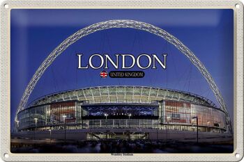 Panneau en étain villes stade Wembley londres angleterre 30x20cm 1