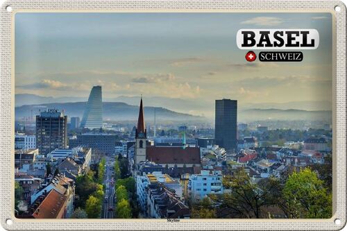 Blechschild Reise Basel Schweiz Skyline Architektur 30x20cm