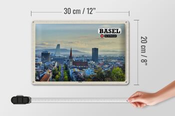 Signe en étain voyage bâle suisse Skyline Architecture 30x20cm 4