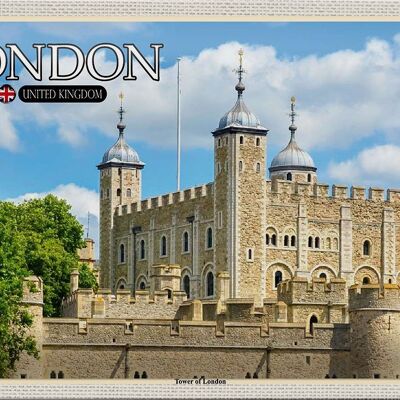 Metal sign cities Tower of London United Kingdom 30x20cm