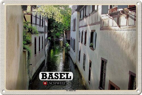 Blechschild Reise Basel Schweiz St. Alban-Tal Gebäude 30x20cm