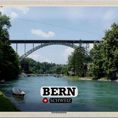 Cartel de chapa viaje Berna Suiza puente Kornhausbrücke 30x20cm