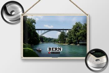 Panneau en tôle voyage Berne Suisse Pont Kornhausbrücke 30x20cm 2