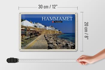 Plaque en étain voyage Hammamet Tunisie mer plage 30x20cm 4