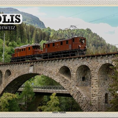 Cartel de chapa de viaje Solis Suiza Puente Viaducto Soliser 30x20cm