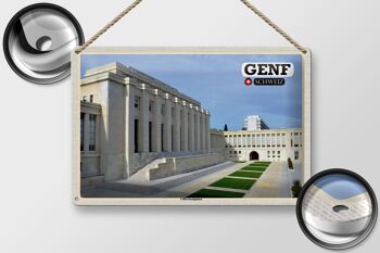 Plaque en tôle voyage Genève Suisse Palais de la Ligue des Nations 30x20cm 2