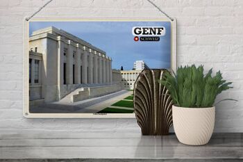 Plaque en tôle voyage Genève Suisse Palais de la Ligue des Nations 30x20cm 3