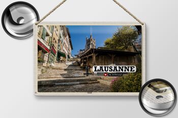 Plaque en étain voyage Lausanne Suisse architecture de la vieille ville 30x20cm 2