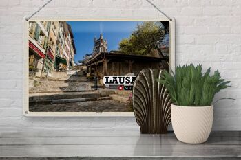 Plaque en étain voyage Lausanne Suisse architecture de la vieille ville 30x20cm 3
