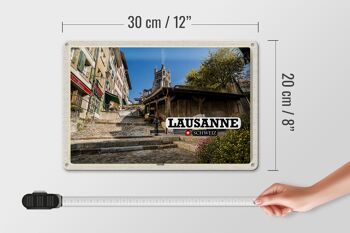 Plaque en étain voyage Lausanne Suisse architecture de la vieille ville 30x20cm 4