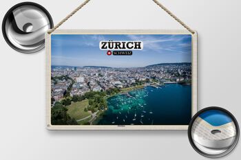 Plaque en tôle voyage Zurich Suisse Lac de Zurich bateaux 30x20cm 2