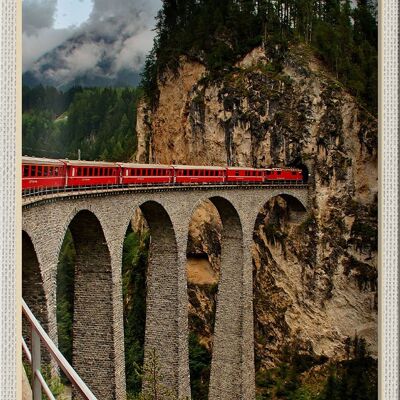 Cartel de chapa viaje Filisur Suiza Viaducto Landwasser 20x30cm