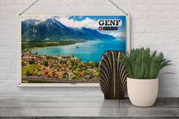 Plaque en tôle voyage Genève Suisse Lac Léman nature 30x20cm 3
