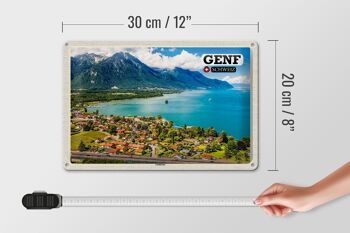 Plaque en tôle voyage Genève Suisse Lac Léman nature 30x20cm 4